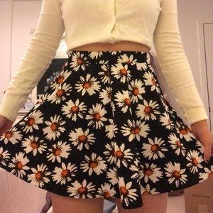 Cute spring flower skater high waisted skirt